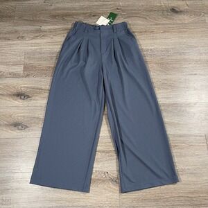 NEW Halara Women's Pants Pull On Wide Leg Flowy Travel Office S Petite Blue